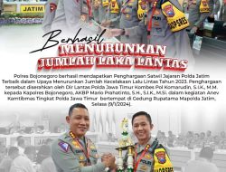 Sukses Tekan Angka Laka Lantas, Satlantas Polres Bojonegoro Terima Penghargaan Dari Kapolda Jatim