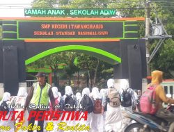 Sangat Membahayakan, Jalur Padat Lalin di Depan SMP N 1 Tawangharjo Grobogan Tanpa Papan Rambu Lalu Lintas