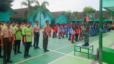 Ratusan Siswa SMPN Kasiman dilatih PBB Babinsa Kodim Bojonegoro
