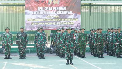 Siap Sukseskan Pilkada Serentak, Kodim Bojonegoro Melaksanakan Apel Gelar Pasukan Pengamanan dan Latihan Sispamwil