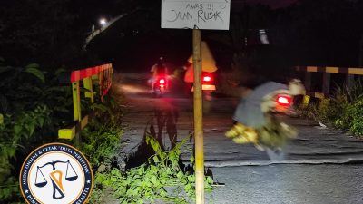 Jalur Pojokwatu – Ledok Rusak Parah, Warga Pasang Rambu dan Tanaman