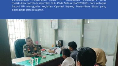 Gelar Operasi Sayang, Satpol PP Bojonegoro Jaring 2 Pelajar dan Berikan Pembinaan