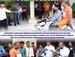 Polres Blora Gelar Rekonstruksi Kejadian Pembunuhan Orang Tua dan Anak di Sambonganyar Ngawen