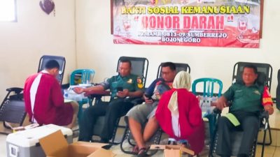 Koramil Sumberrejo Bojonegoro Gelar Bakti Sosial Donor Darah, 32 Kantong Darah Terkumpul