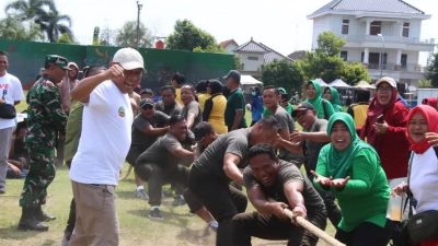 Kodim 0721/Blora Meriahkan HUT ke-80 RI Lewat Senam Bersama dan Lomba Agustusan Antar OPD
