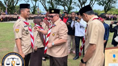 Bupati Tanggamus Pimpin Apel Besar Hari Pramuka ke-64, Tekankan Ketahanan Bangsa dan Swasembada