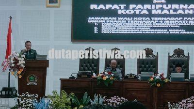 Wali Kota Malang Sampaikan Jawaban Atas Pandangan Umum Fraksi Terkait 4 Ranperda Strategis